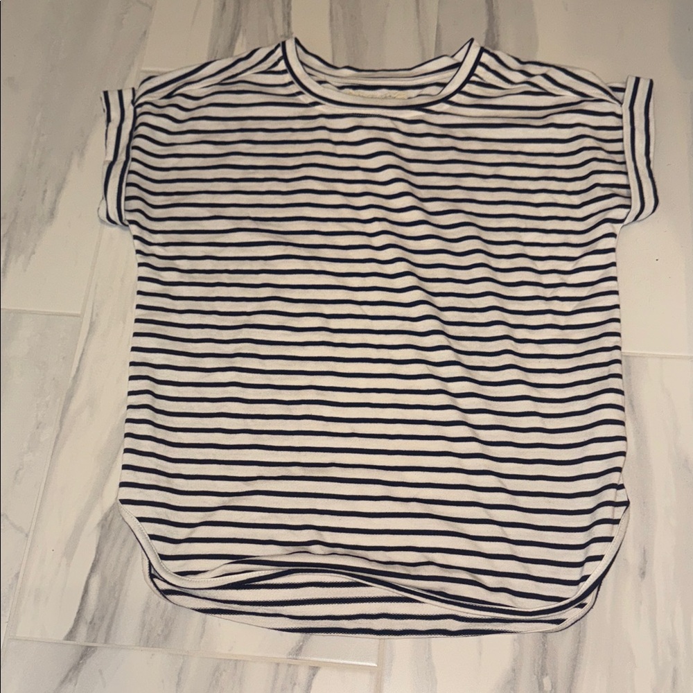 Cupio White and Black Striped Short Sleeve Tee
